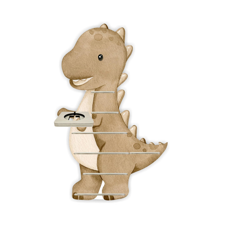 Farbklecks-Collection Tonie Regal Dino braun, Wandregal für bis zu 35 Hörfiguren, Masse 48 x 77 cm,