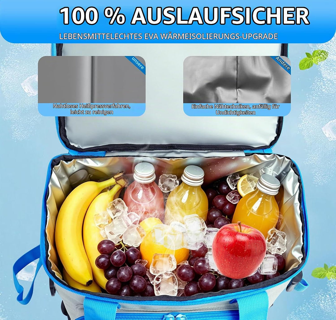 Kühlrucksack 40L, Leichter Rucksack mit Flaschenöffner, für Strand, Reisen, Camping und Mittagessen