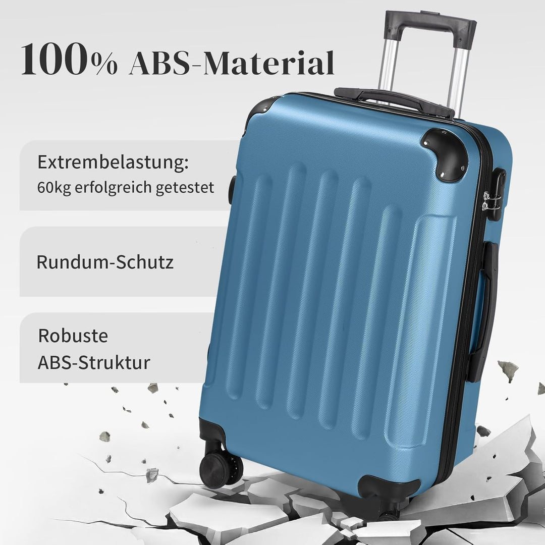 LEADZM Koffer Set 5 teilig Hartschale mit Kosmetikkoffer, Kofferset mit verstärkten Ecken, Reisekoff