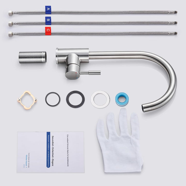 Niederdruckarmatur Küche 360° Drehbar Niederdruck Küchenarmatur aus SUS304 Edelstahl Küche Spültisch