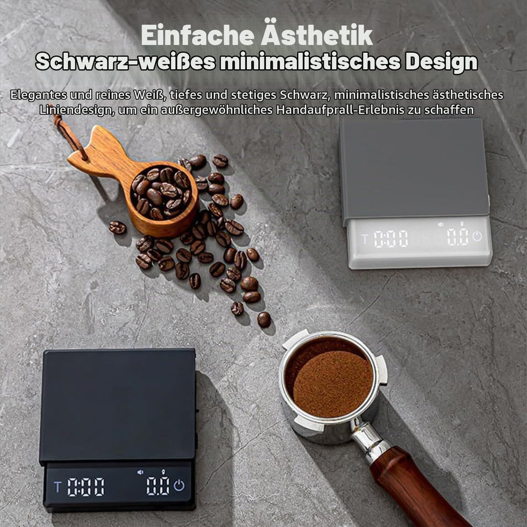 Mini Kaffeewaage mit Timer 2kg/0,1g für Espresso und Pour-Over Wiederaufladbare Espresso Waage mit L