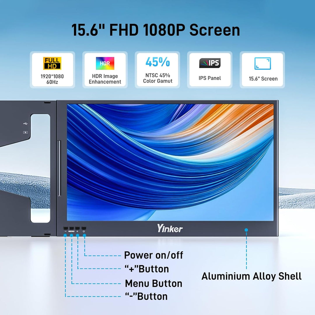 Yinker 15.6" FHD Triple Screen Laptop Erweiterung Laptop Screen Extender EIN-Kabel-Verbindung für 11
