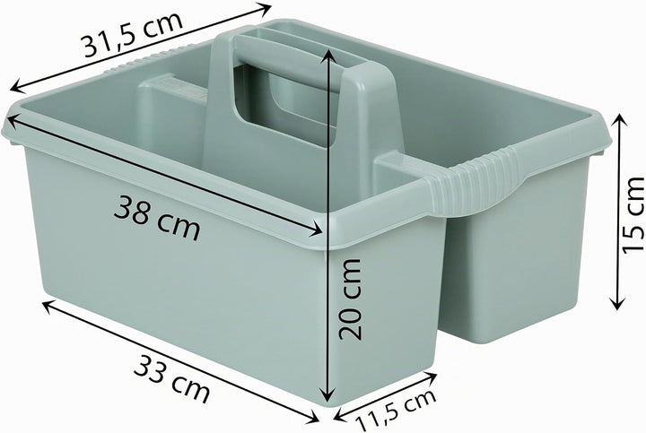 Tragbarer Organizer für Putzmittel 38x32x15 cm Silbergrün Werkzeugträger Gartengerätekorb Schuhputzk