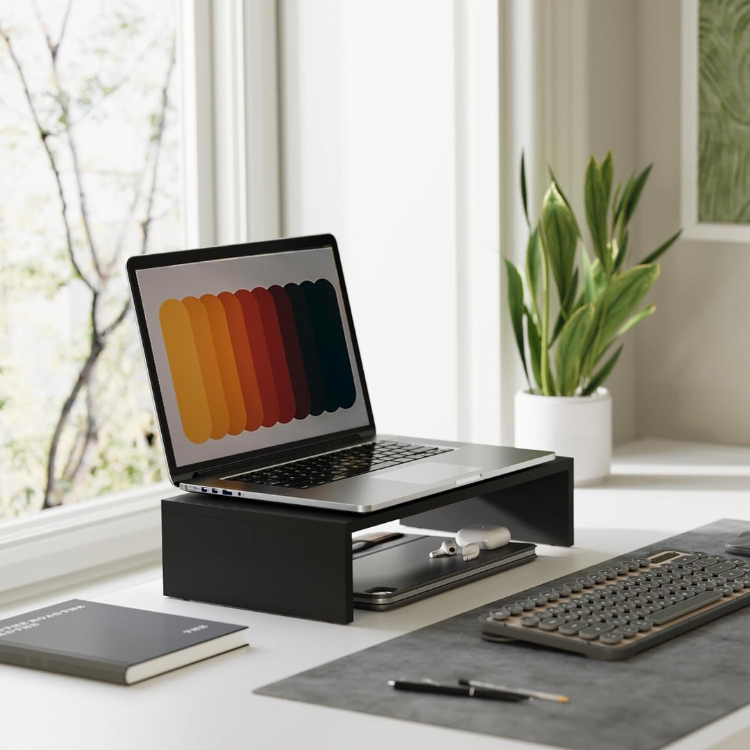 FITUEYES Monitorständer Bildschirmständer aus Holz Ergonomischem Laptop-Druckerständer für Monitor L