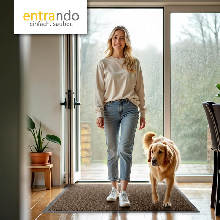 Entrando Fussmatte 60x90 cm - Schmutzfangmatte innen aussen, Braun Schwarz | Türmatte und Fussabtret