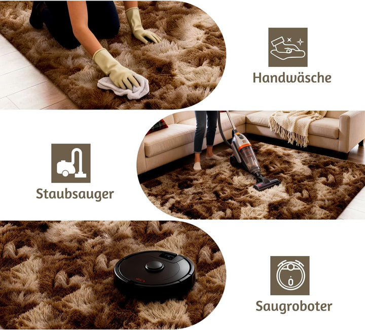 Teppich Kinderzimmer 80x150 cm Braun Wohnzimmerteppich Schlafzimmer Anti-Rutsch Waschbarer Badteppic
