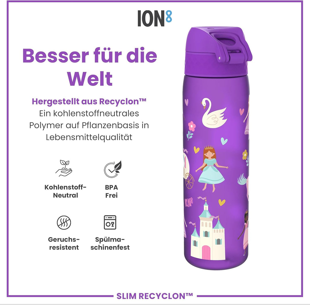 ion8 Trinkflasche, 500 ml, Auslaufsicher, Einhandöffnung, Sichere Verriegelung, Spülmaschinenfest, B