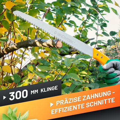 GRÜNTEK Gartensäge BARRAKUDA 300 mm, Baumsäge, Impuls gehärtete aggressive Spezial-Zahnung, Handsäge