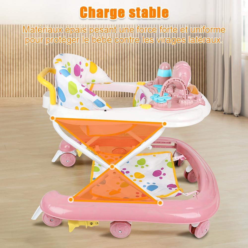 5-in-1 Lauflernhilfe für Babys, mit verstellbaren Höhen, Gehfrei Babywalker ab 6 Monate, bis zu 25 k