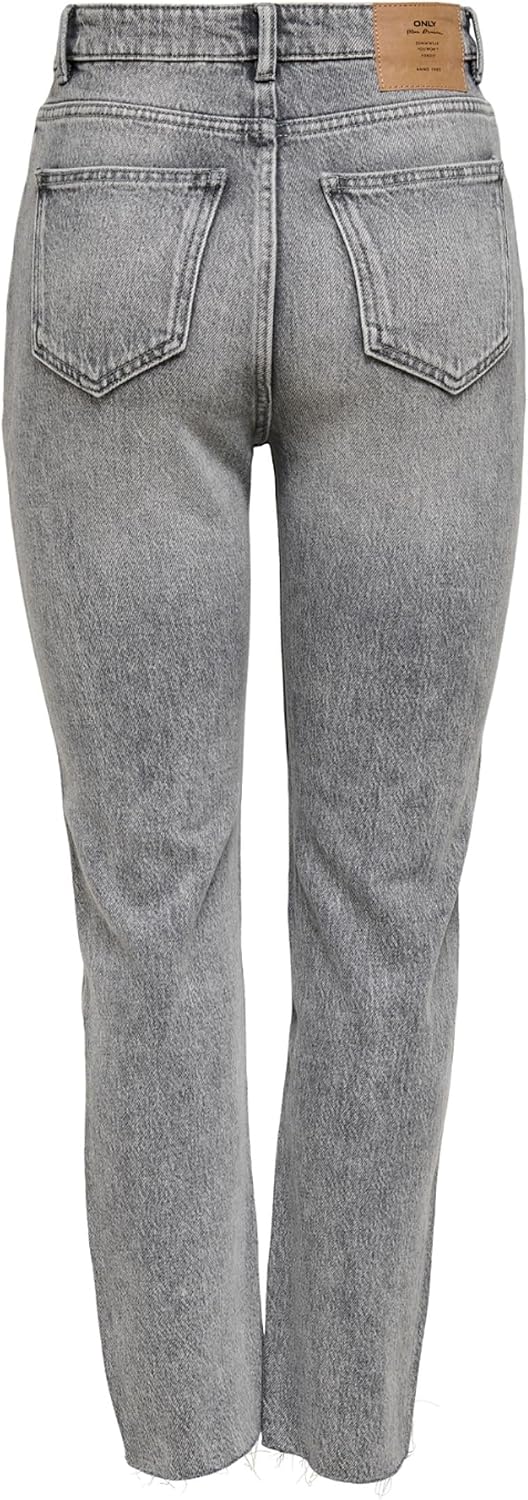ONLY Female Straight-Fit Jeans ONLEMILY Hohe Taille Gerade geschnitten Jeans 25W / 32L Grey Denim, 2