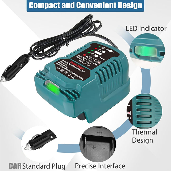 TPDL Auto Ladegerät für Bosch Professional 18 Volt System Akku mit LED Anzeige, Car Ladegerät Ersatz