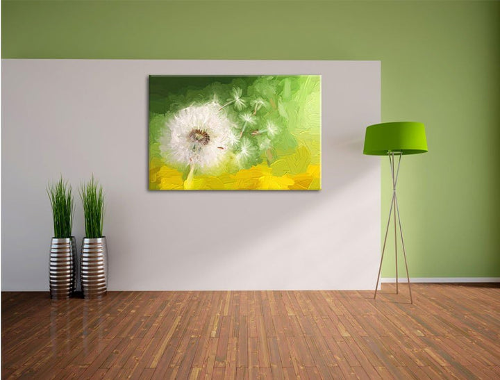 Pixxprint Löwenzahn Samen Kunst als Leinwandbild/Grösse: 100x70 cm/Wandbild/Kunstdruck/fertig bespan