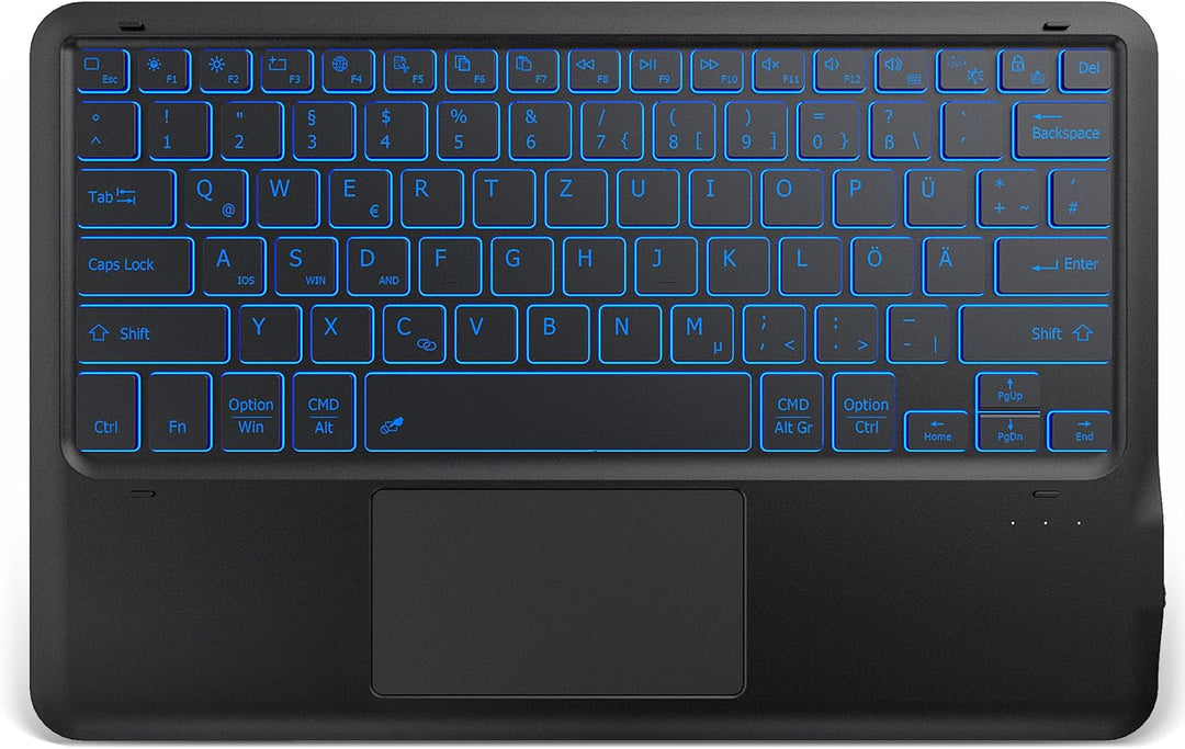 EasyAcc Beleuchtete Bluetooth Tastatur mit Touchpad, Ultraleichtes QWERTZ Tastatur, Kabellose Tastat