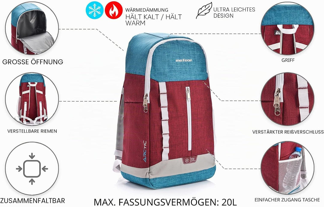 meteor 10 und 20L Kuhl-Rucksack Kühltasche Isolier-Rucksack Lunch Rucksack Kühlbox Picknick Rucksack