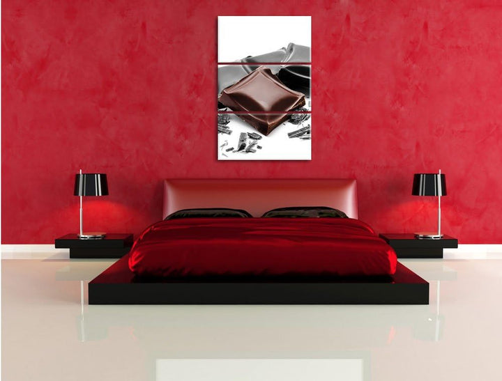 Pixxprint leckere Tafel Schokolade 3-Teiler Leinwandbild 120x80 Bild auf Leinwand