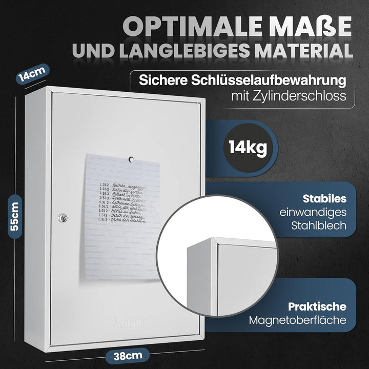 Melsmetall Schlüsselschrank mit 200 Schlüsselhaken für 200 Schlüssel - 550x380x140mm
