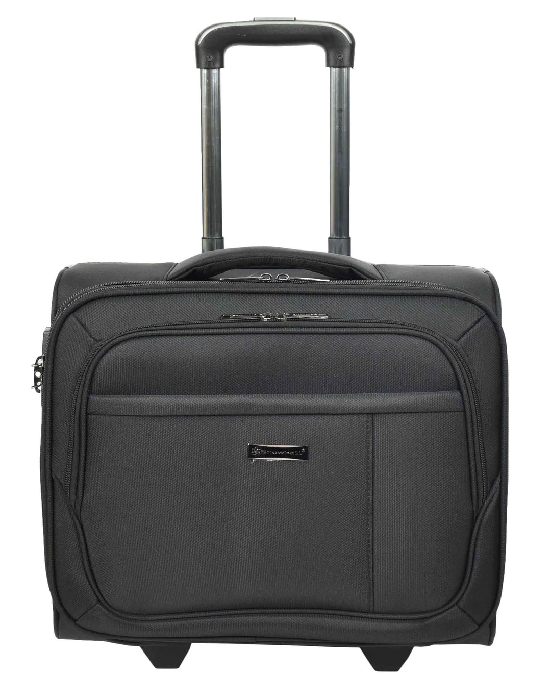 House of Leather Pilotenkoffer Business Organizer Büro Reisetasche 2 Rollen Trolley Kabine Schwarz S