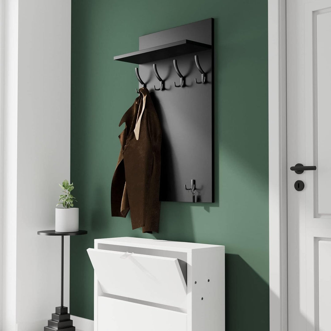 AKKE 100x60 | MAXI Garderobenpaneel Wandgarderobe Garderobe Wandpaneel Kleiderstange CHROM | SCHWARZ