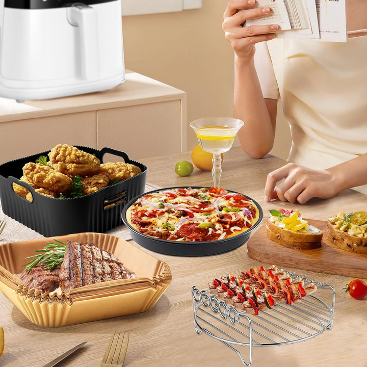 YINGRACE 23CM Heissluftfritteuse Zubehör XXL für COSORI 6,4L, 6,2L, 6L, Russell Hobbs 8L, 4PCS Airfr