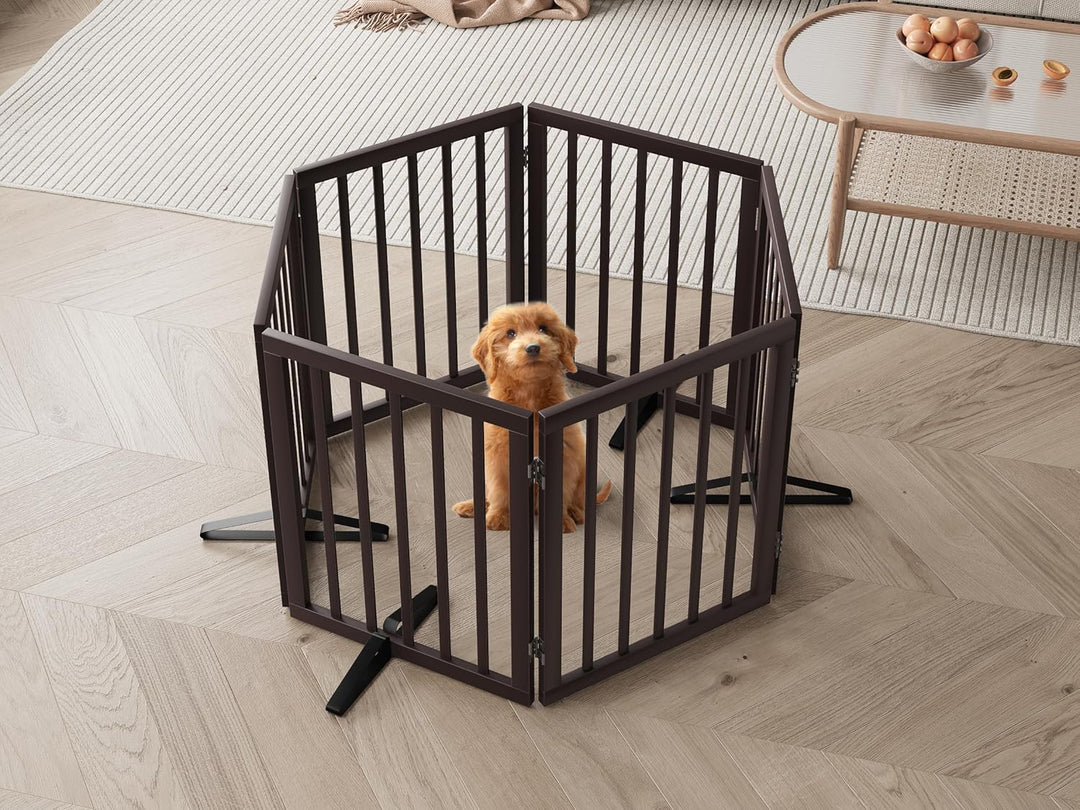 Semiocthome Hundegitter aus Bambus für das Haus, extra breit, 6 Paneele, freistehende Haustiergitter