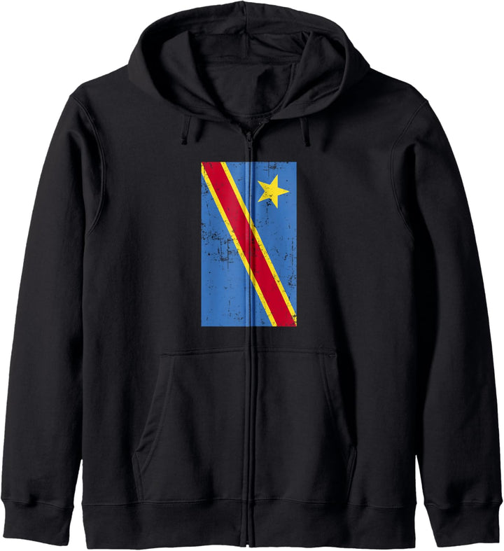 Democratic Republic of the Congo Africa Distressed Flag Kapuzenjacke