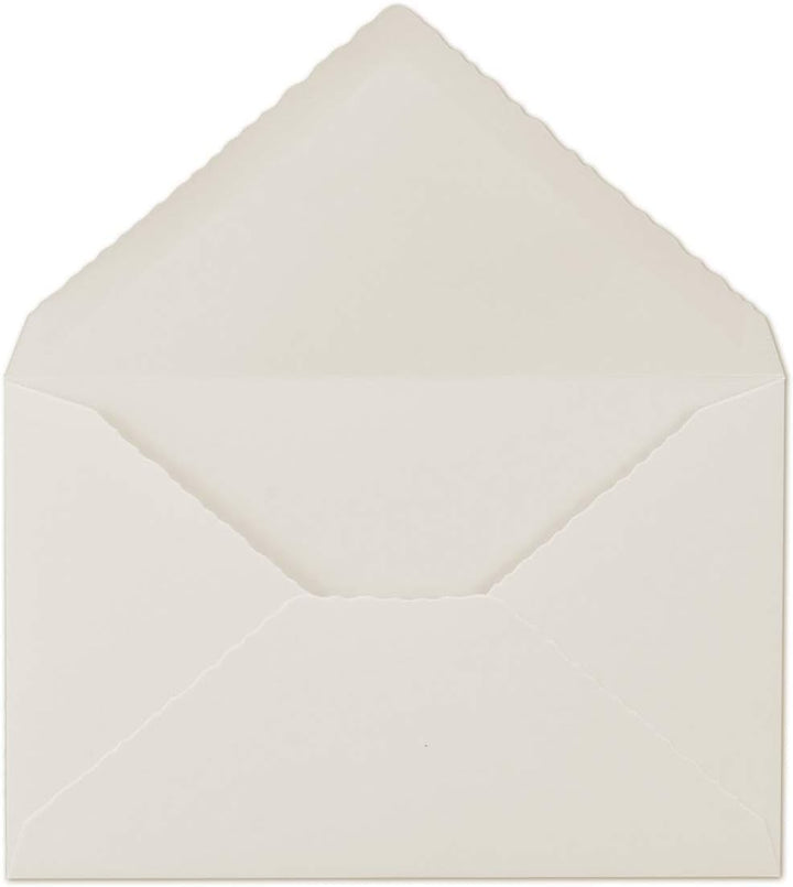 100x Vintage Brief-Umschläge mit Zackenschnitt - Natur-Weiss - Edel-Bütten - DIN C5-162 x 229 mm - 1
