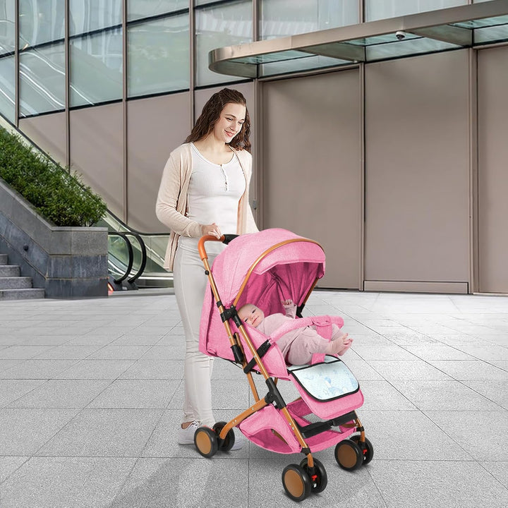 Kinderbuggy, Kinderwagen Zusammenklappbar, Reise-Kinderwagen mit Wattepads und Moskitonetzen (Rosa-Y