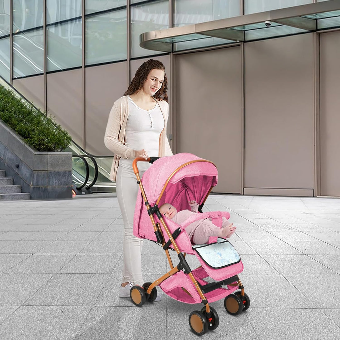Kompakter Kinderwagen, ultra-kompakt, neigbarer Kinderwagen, goldene Füsse, mit Moskitonetz, Trageta