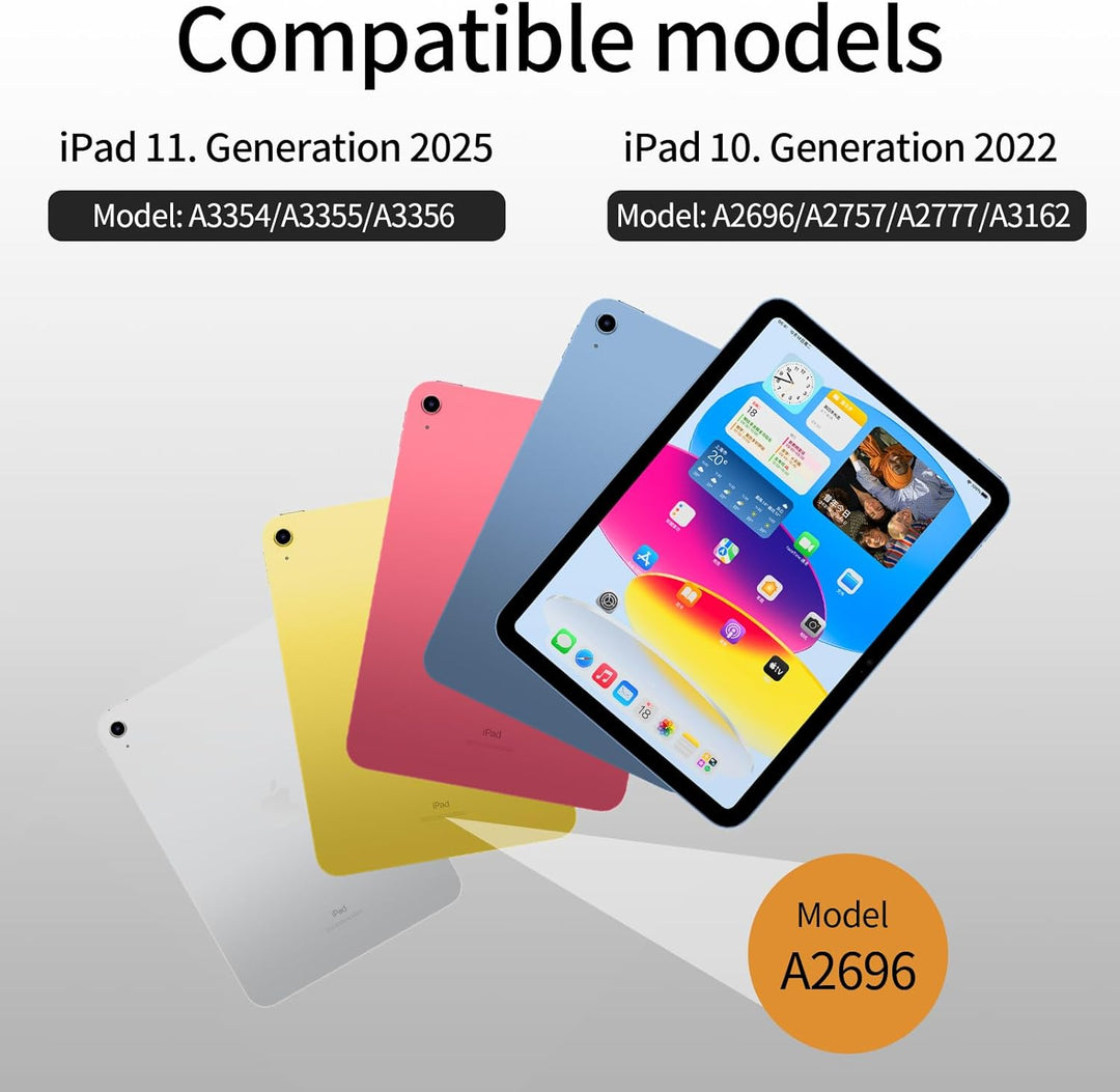 Hülle mit Tastatur für iPad A16 11 Generation 2025 (11 Zoll), iPad 10 Generation 2022 (10.9 Zoll) mi
