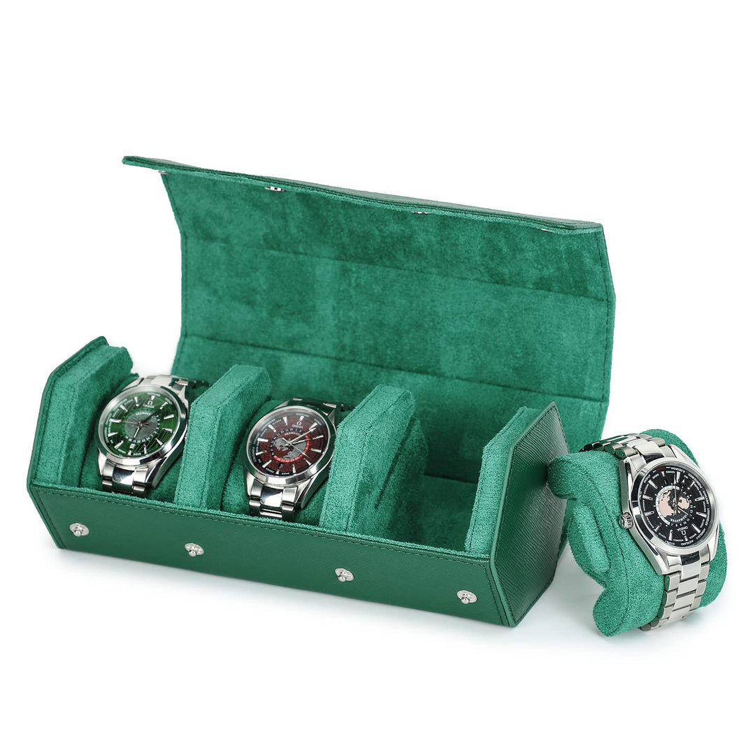 Hiram Hexagon Uhr Roll Case Leder Sechseck 3 Uhr Travel Case Uhren Aufbewahrungsbox Schutz Organizer