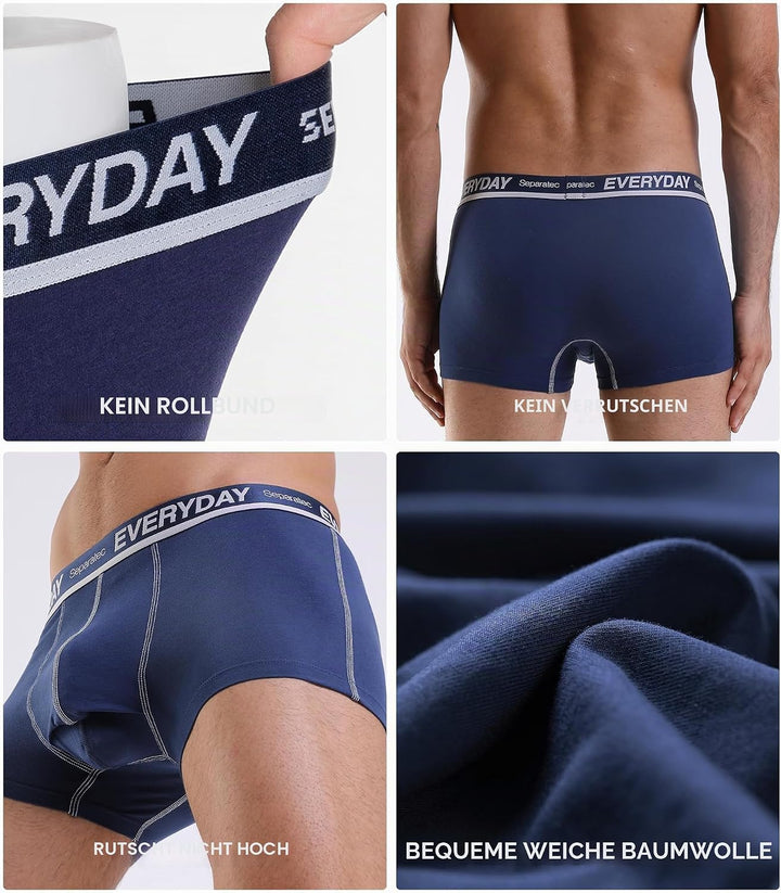 Separatec Herren Boxershorts 7er Pack Doppelbeutel Dual Pouch, Baumwolle Unterhosen Männer, Stretcke