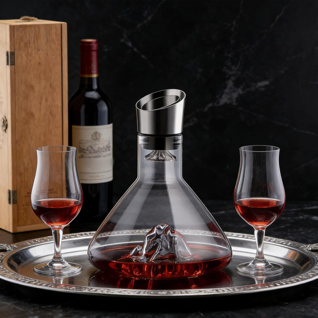 Weindekanter: 1500 ml Wein Dekanter Kristallglas, Weinkaraffe mit Belüfter und Filtern, Tropffreier