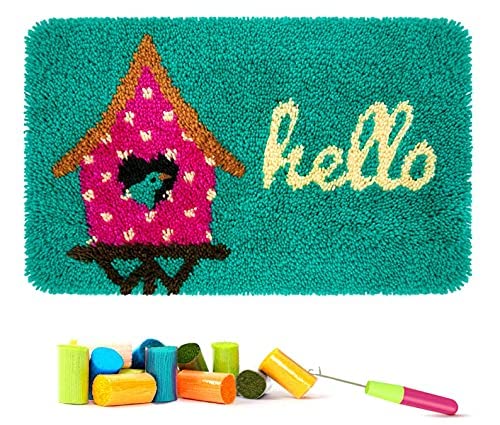 ROCKY&CHAO Knüpfteppich Zum Selber knüpfen, Knüpfsets Latch Hook Kit Selbst Knüpfen Set für Kinder u