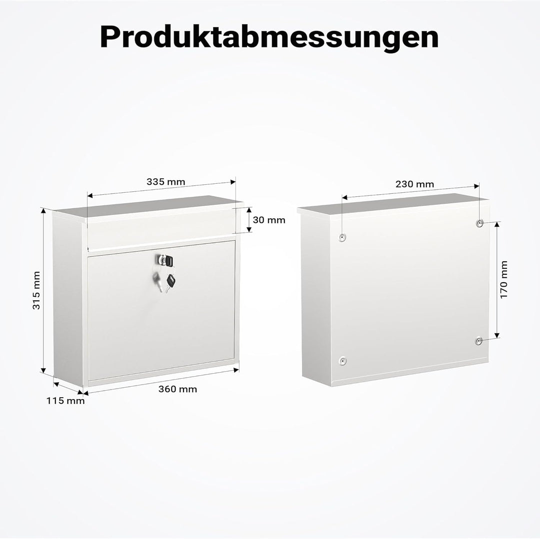 Briefkasten Postkasten Edelstahl Wandbriefkasten Mailbox Design V13