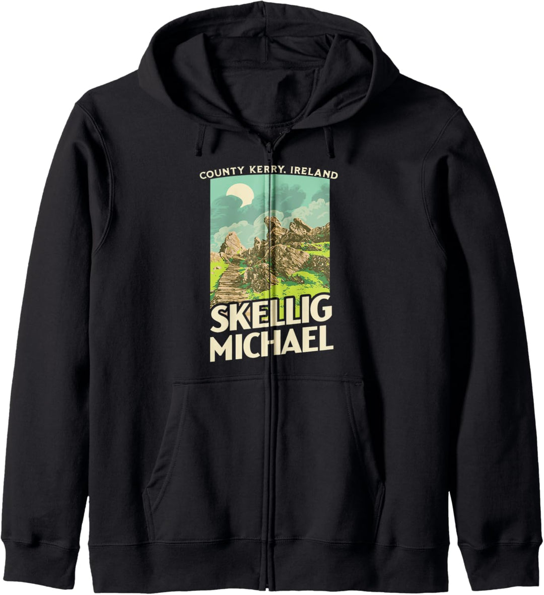 Skellig Michael Ireland Retro WPA Style Vintage Graphic Kapuzenjacke