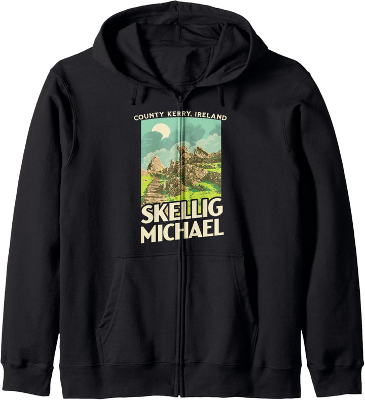 Skellig Michael Ireland Retro WPA Style Vintage Graphic Kapuzenjacke