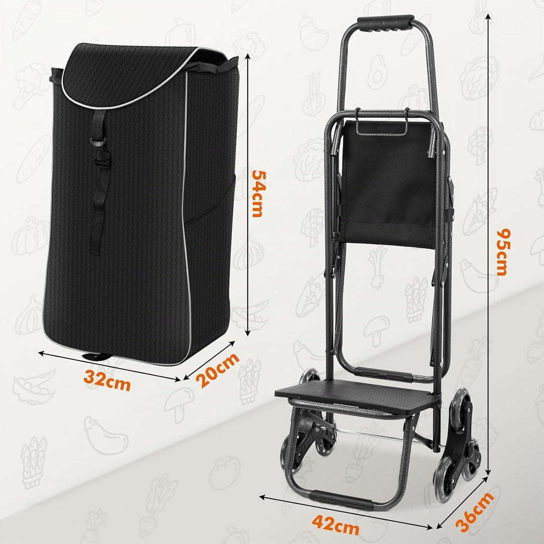 Sararoom 3 in1 Einkaufstrolley - 40L Trolley klappbar, Abnehmbare &amp; regenfeste Tasche, Einkaufswagen