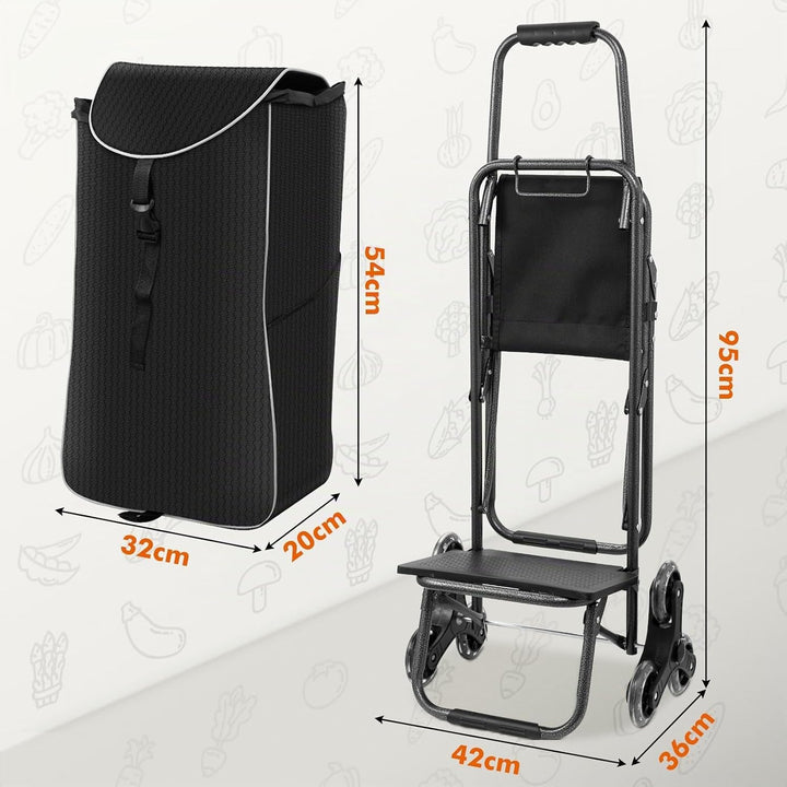 Sararoom 3 in1 Einkaufstrolley - 40L Trolley klappbar, Abnehmbare &amp; regenfeste Tasche, Einkaufswagen
