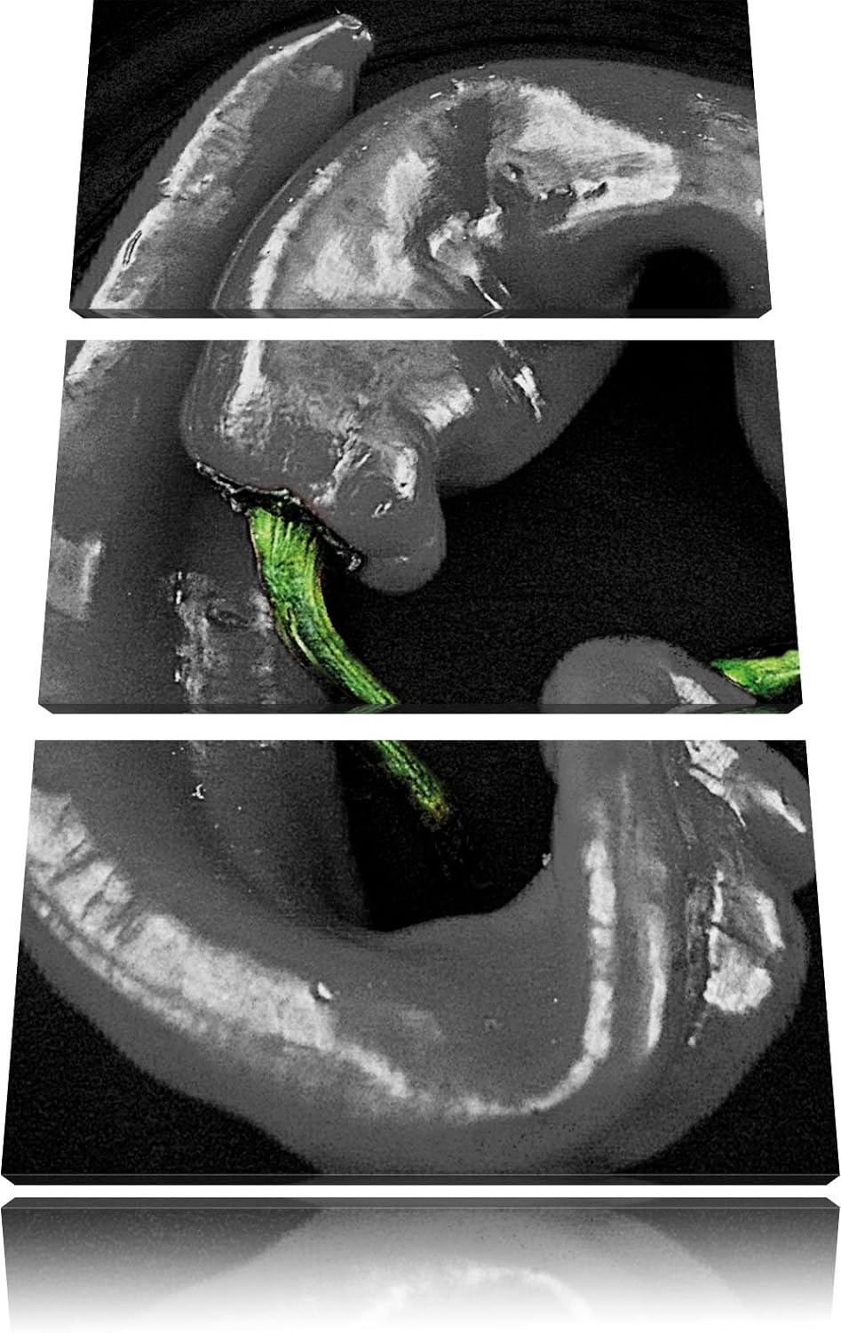 Pixxprint scharfe Chilischoten als Leinwandbild/Grösse: 3 Teilig (120x80) / Wandbild/Kunstdruck/fert