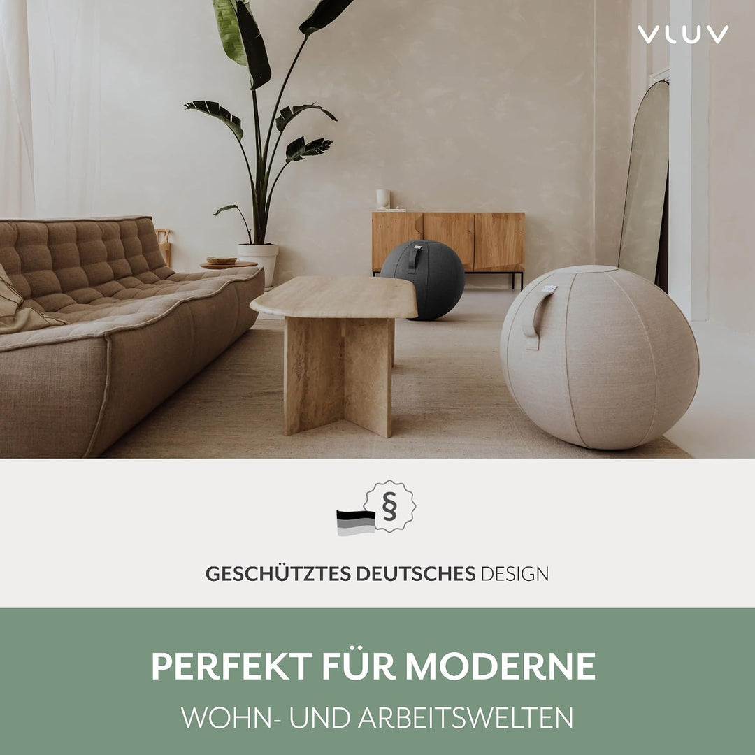 VLUV BOL STOV Stoff-Sitzball, ergonomisches Sitzmöbel für Büro und Zuhause, Farbe: Anthrazit (dunkel