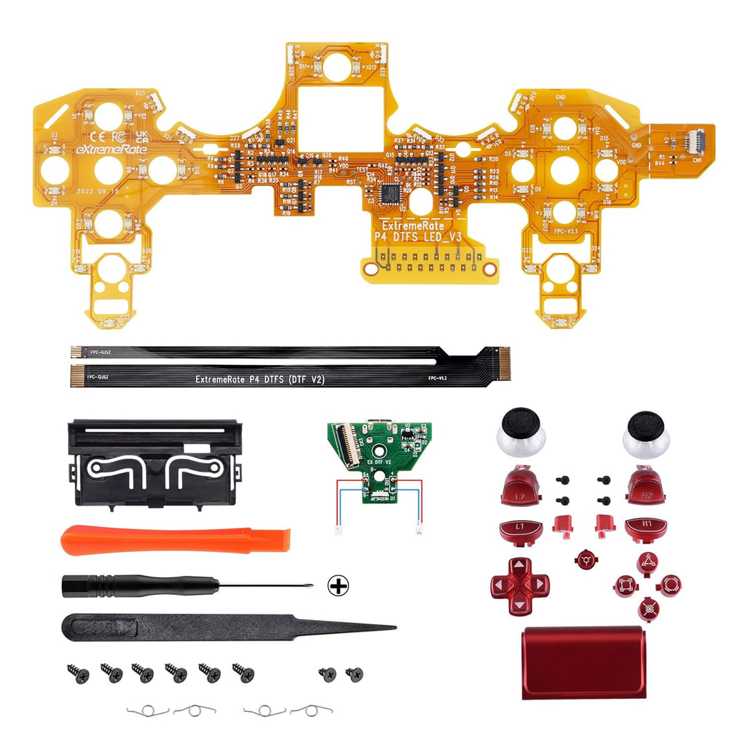 eXtremeRate Tasten für ps4 Knöpfe D-Pad Trigger Thumbsticks Buttons DTFS LED Kit kompatibel mit ps4