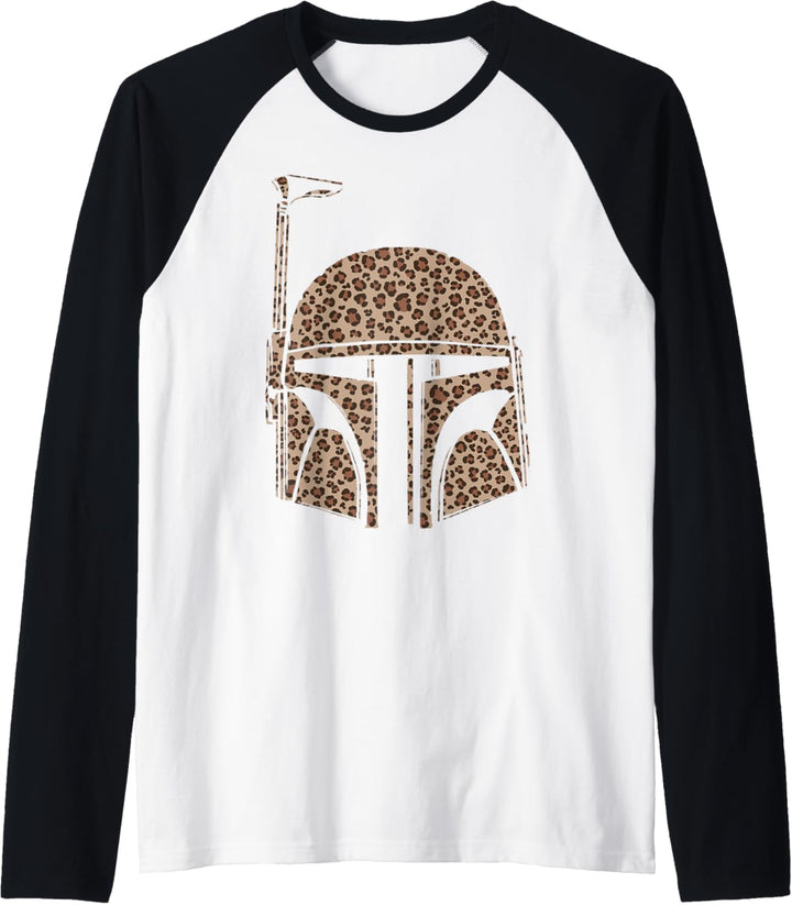Star Wars Boba Fett Helmet Cheetah Print Fill Raglan