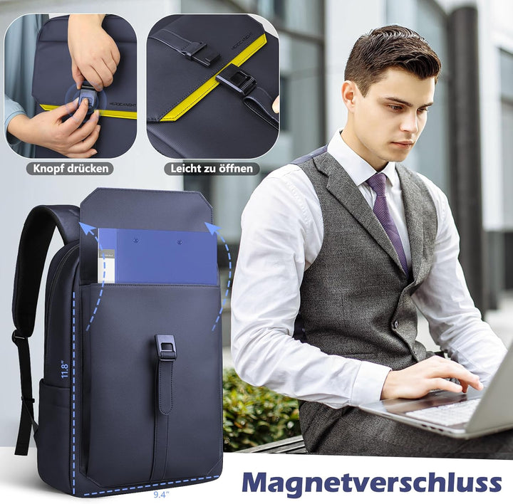hk Slim Laptop Business Rucksack Herren Damen, rucksack mit 15,6 Zoll laptopfach Wasserdicht, Tagesr