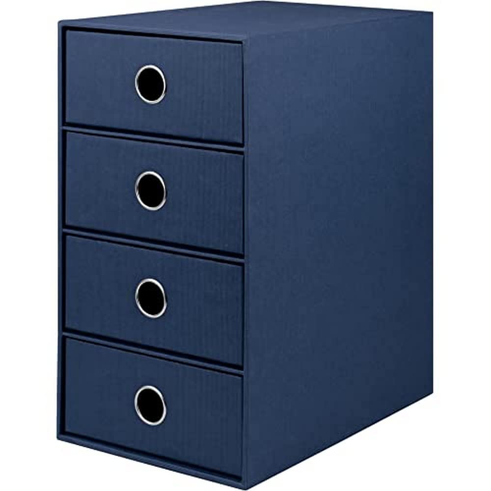Rössler 1524452904 - S.O.H.O. 4er Schubladenbox für DIN A5, mit Griffloch, Navy, 250 x 175 x 320 mm,