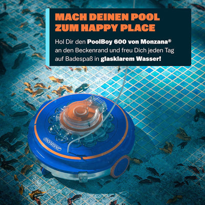 Monzana® Poolroboter Poolboy600 Kabellos Vollautomatisch 80 Min Akku 5200mAh Li-Ion 80m² Pool Bodens