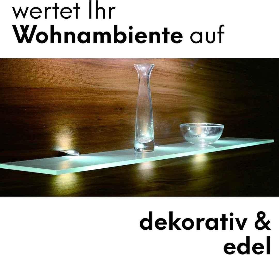 LED Glasregal Wandpaneel Hängeregal Wandboard Wandregal Regal beleuchtet, Auswahl:SET - 300mm, Set -