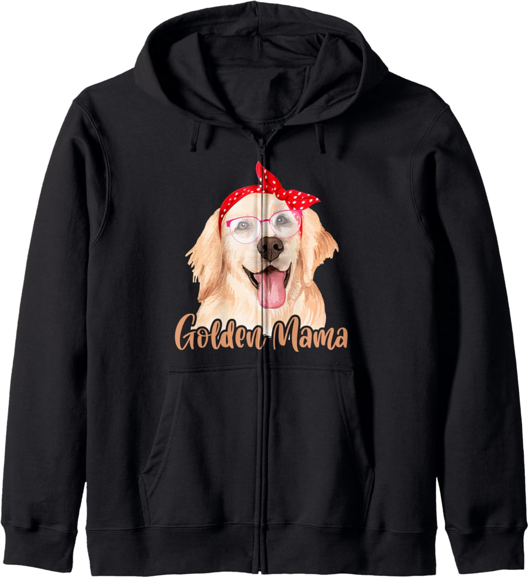 Golden Mama Retriever Rotes Halstuch Brille Pfoten Kapuzenjacke