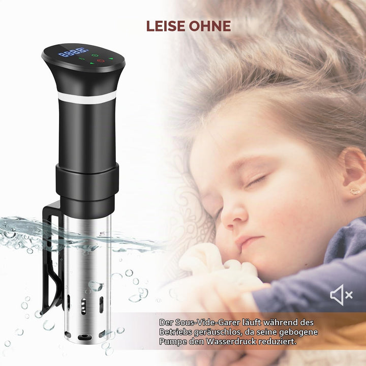 Sous Vide Garer Sous Vide Stick aus Edelstahl, Slow Cooker mit LED Touch-Display, 1000W Sous-vide Ga