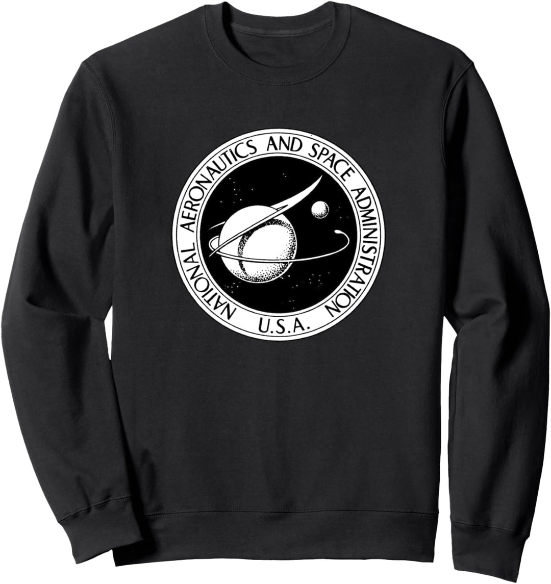 Trendy NASA Black And White Circle Sticker Sweatshirt