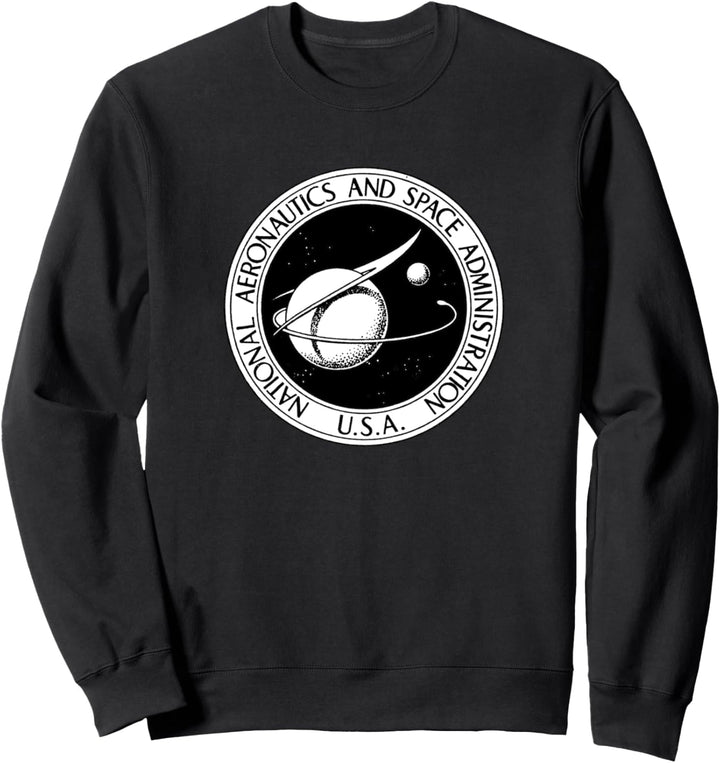 Trendy NASA Black And White Circle Sticker Sweatshirt